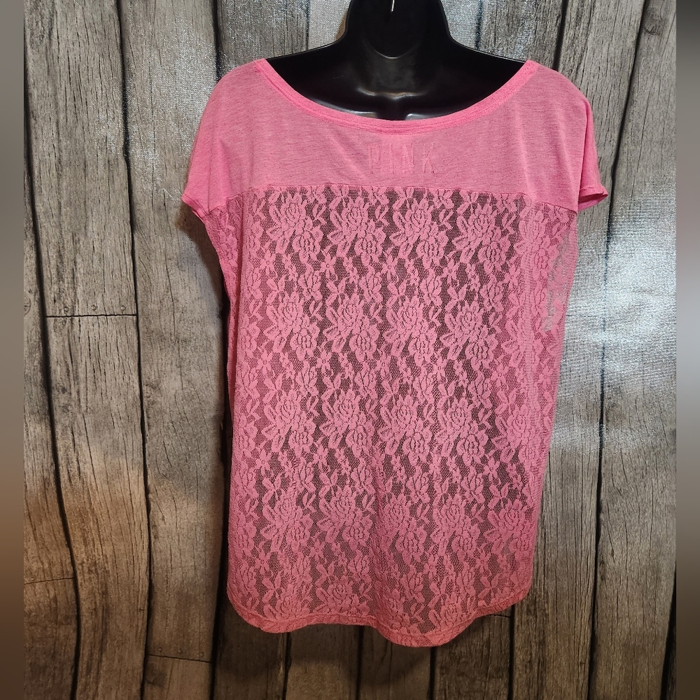 PINK by Victoria Secret Lace Back Pink Top‎